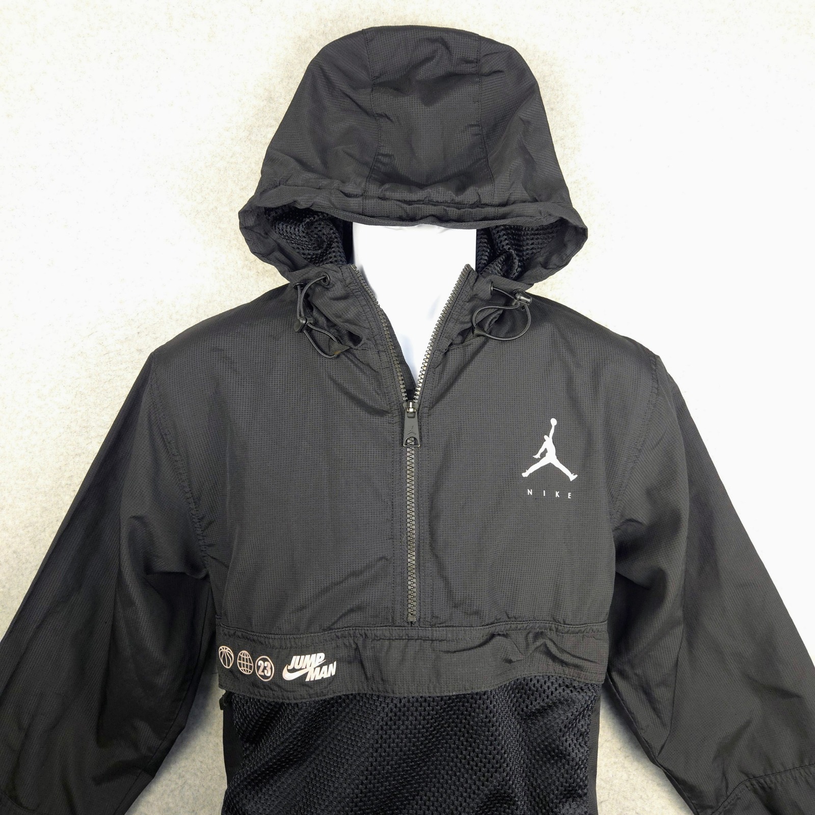 Nike Jordan Jumpman Black Anorak Windbreaker Hoodie Jacket Men's Size S